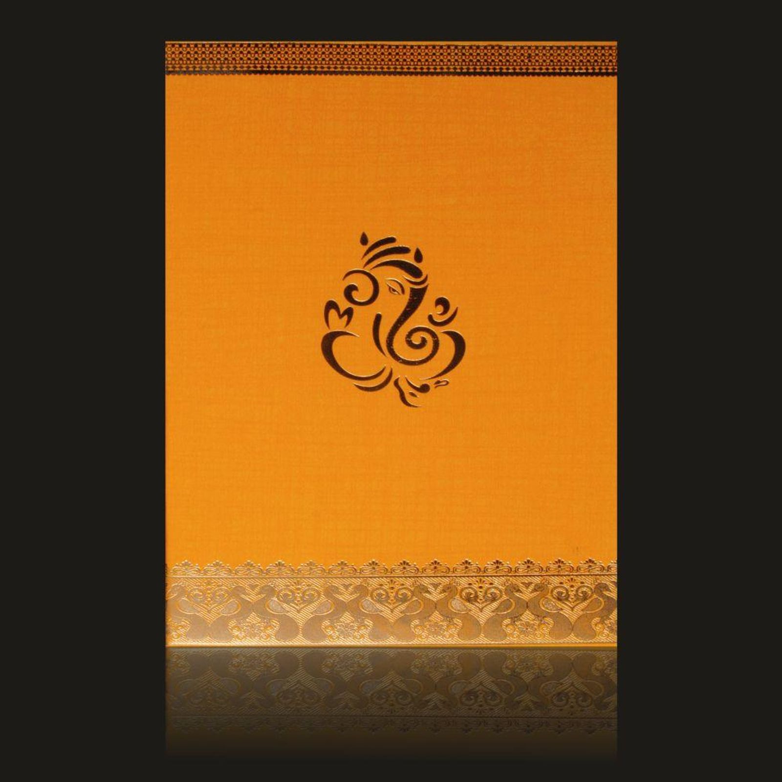 Alluring Cream Shading With Ganesha Theme Wedding Card-KNCM07OG-0